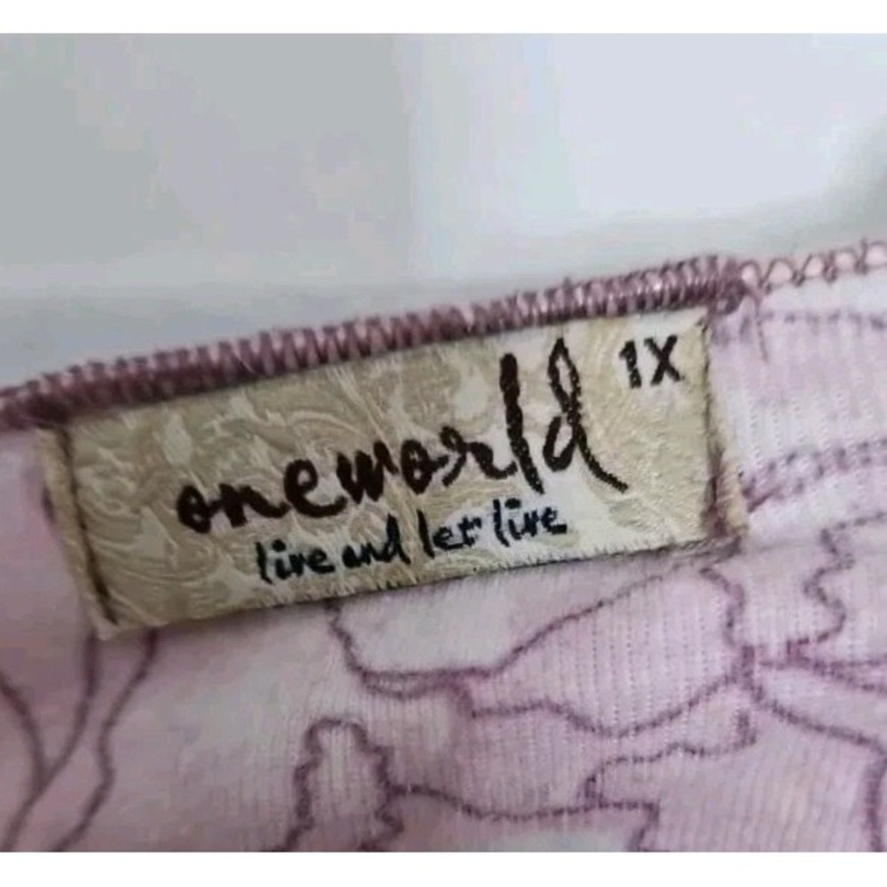 One World Live and Let Live Purple Floral Women's Size XL T-Shirt Rhinestone‎ - Picture 4 of 4